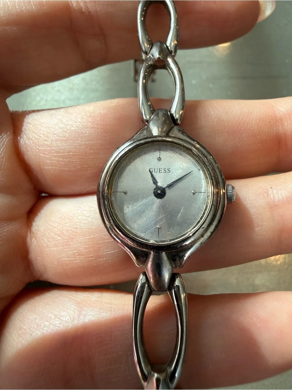 Guess Silver-Tone Link Bracelet Ladies Watch